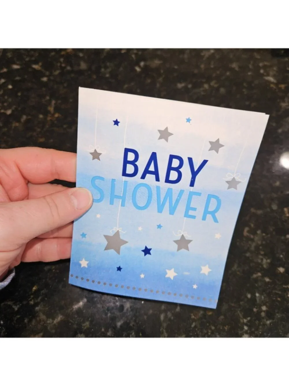 NEW 5 Pkgs Baby Shower Invitations (8 per pack) Blue Baby Boy Silver Stars